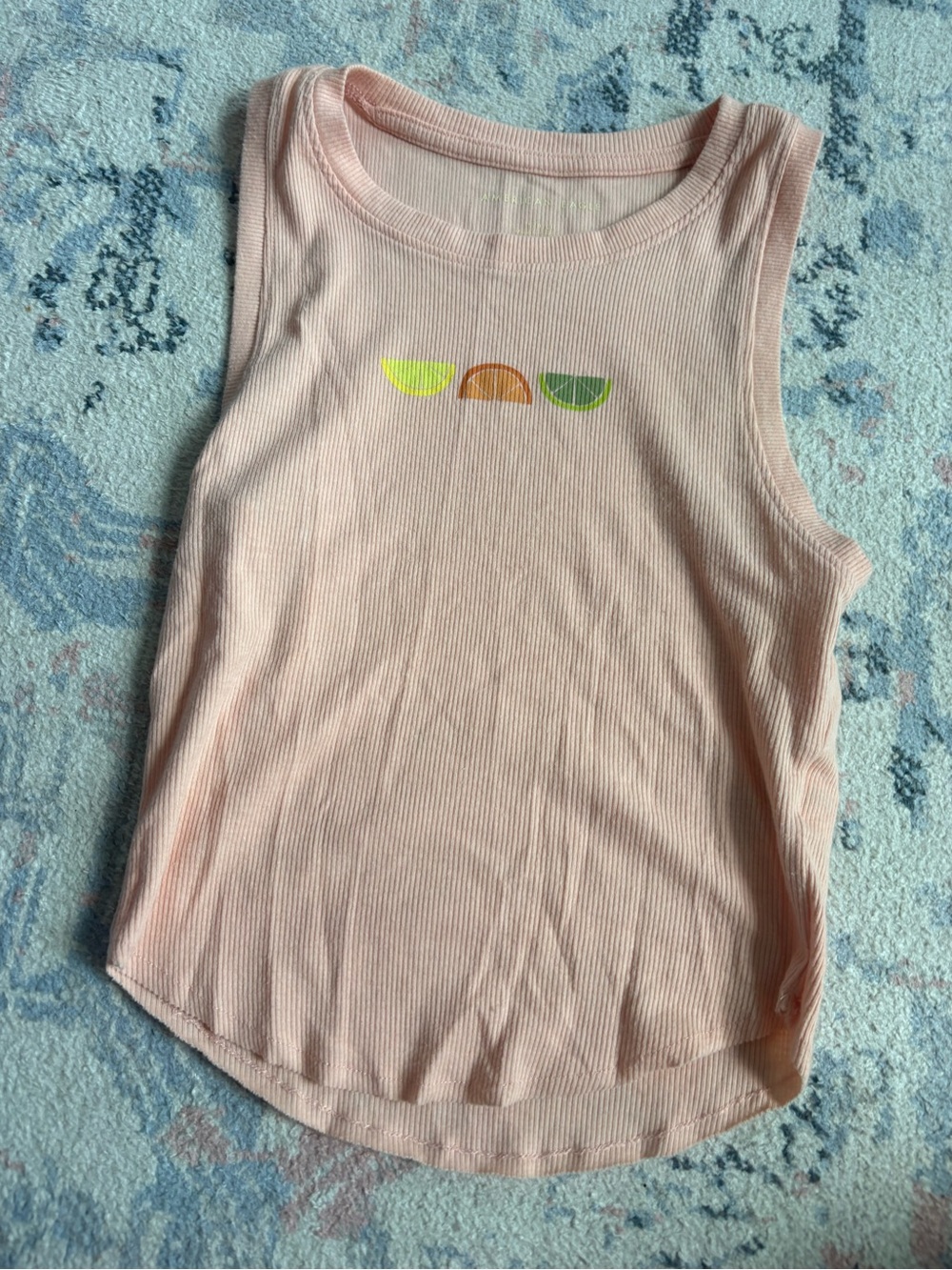 American Eagle Outfitters Pale Peach Ribbed Tank with Citrus Graphic